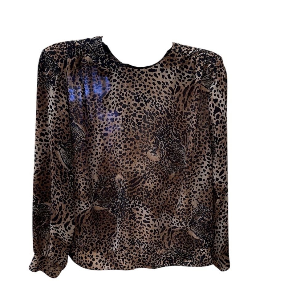 Notations Brown Leopard Print Blouse
